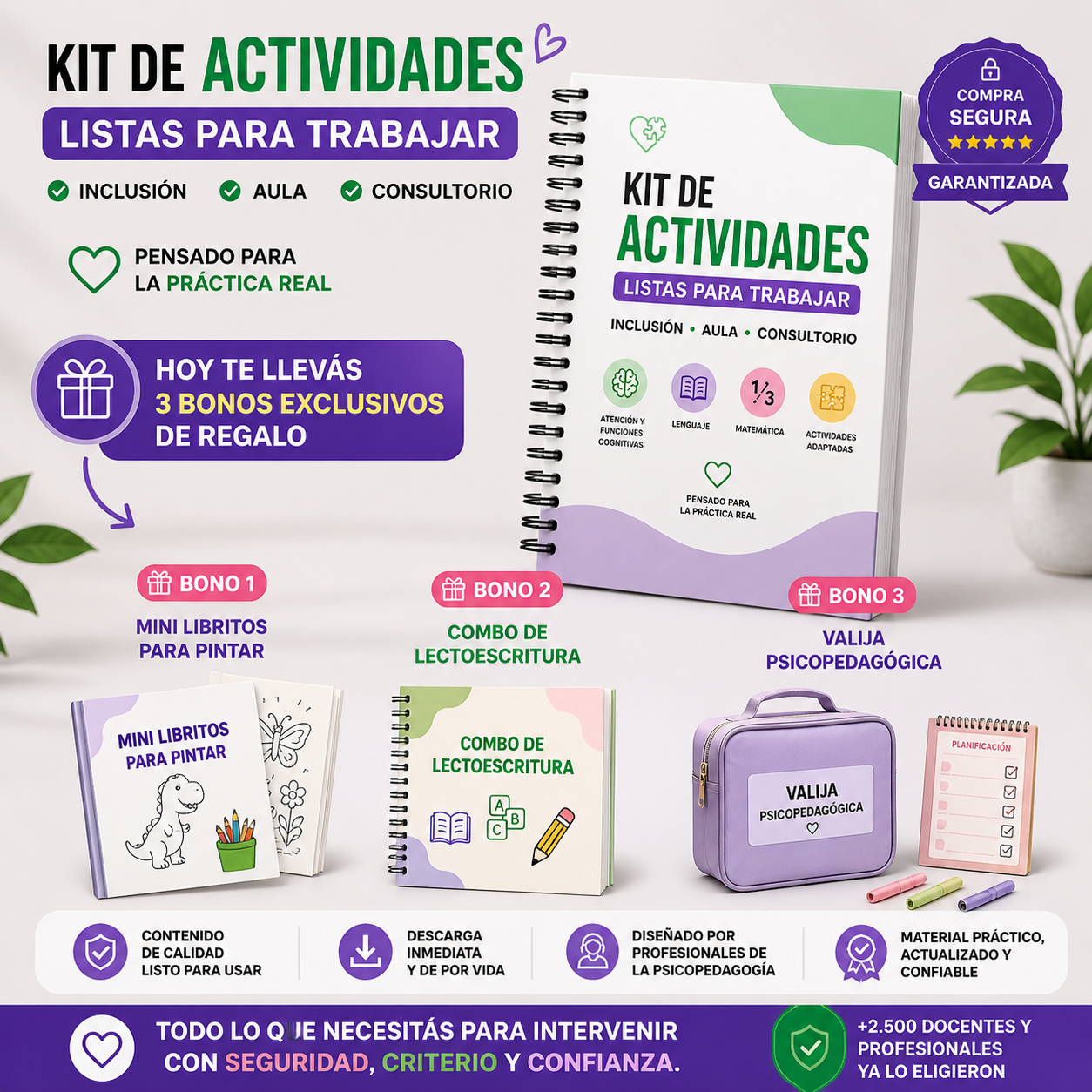 Kit Profesional de Actividades listas para trabajar con adecuaciones curriculares + 3 bonos incluidos
